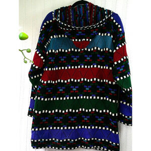 Vintage 90's Forelli Colorful Striped Hooded Cardigan Button Up Women's Size 2X